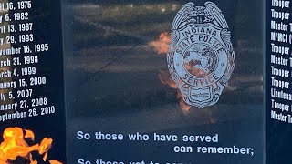 'Indiana State Police Memorial' and eternal flame - by TributeCopCar.de