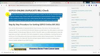 Gepco Online Duplicate Bill 2022 Check And Download