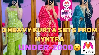 3 HEAVY KURTA SETS FROM MYNTRA UNDER -2000😮|| Honest Review😮#myntrahaul #myntra #kurtaset #haulvideo