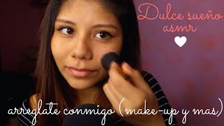 ASMR Español - arréglate conmigo (30min+)/get ready with me (makeup, brushing hair and inaudible)