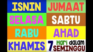 Nama-nama Hari Dalam Seminggu || Lagu Kanak-kanak || Days of the Week in Malay