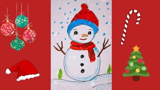 Easy snowman drawing #drawing #artforkids #easydrawing #snowman #christmas