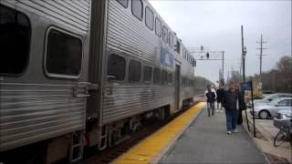 HD: Metra F40PH 125 leads an outbound train blowing a Shave and a Haircut at Glen Ellyn IL. 3/24/12