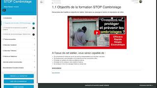 Quel est le contenu et la forme de la formation STOP cambriolage ?