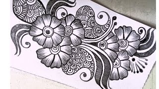 Arabic mehndi design on paper|| mehndi design with pencil on paper|| Easy Mehndi || Mehndi design