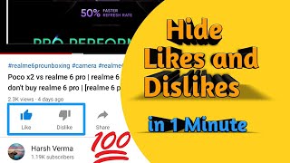 How to hide likes and dislikes on YouTube videos using Smartphone in 2020 | hide dislikes