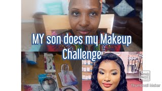 My Son Does My MAKEUP Challenge with $6 DOLLAR TREE MAKE-UP PRODUCTS #Motherandsontag #fabianandmom