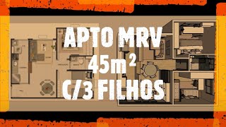 APARTAMENTO 45m² MRV 2 DORM CASAL COM 3 FILHOS