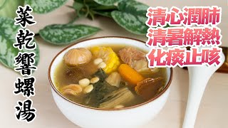 【菜乾響螺湯】清心潤肺，清暑解熱，化痰止咳的食療  [廣東話 cc Eng Sub]