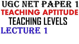 Ugc Net - Teaching Aptitude II  Levels of Teaching Lecture 1