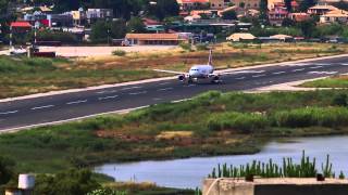 Air Berlin Airbus A320-200 D-ABFZ takeoff from RWY 17 at Corfu Airport 09.06.2015