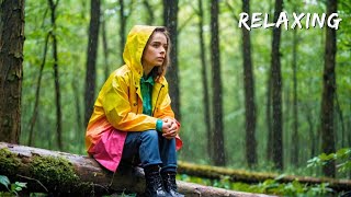 Lonely Girl Finds Solace in the Rainy 🌧️ Forest Young Girl Solo Camping - Relaxing Nature Sounds