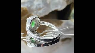 Natural broken demantoid very shiny garnet Sterling 925 silver