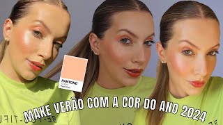 MAQUIAGEM PARA O VERÃO 2024 🍑| MAQUIAGEM PÊSSEGO PARA O VERÃO - PEACH FUZZ PANTONE