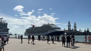 Carnival Breeze cruise ship leaving Galveston port - 7/8/23