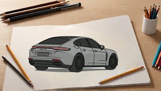 "Step-By-Step Tutorial: Drawing a Porsche Panamera GTS 2017"