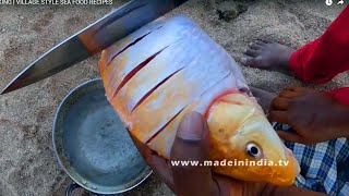 GOLDEN FISH FRY MAKING | VILLAGE STYLE SEA FOOD RECIPES street food