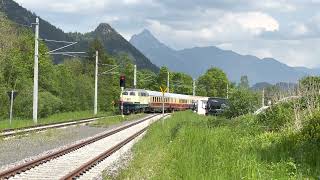 Ankunft von 218 446-3 am Bahnhof Pfronten Steinach.