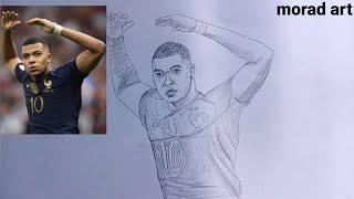 How to draw Kylian Mbappe step by step