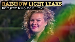 Instagram rainbow light leaks overlay filter template 🌈 🌞 (Photopea.com tutorial)