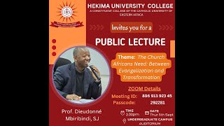 Public Lecture: Prof. Dieudonné Mbiribindi SJ