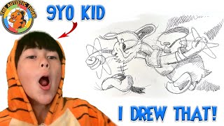 9yo Autistic Savant Draws Upside Down - Angry Donald Duck | Disney