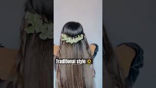 Try this cute flower style ✅ #traditionalstyle #longhairstyles #hairvideo #explore #shortsvideo