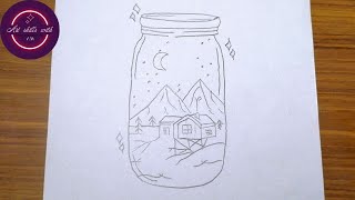 How to draw a cottage || draw a cottage in jar || cottage house drawing