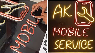 Neon Light Sign Board making at home | DIY Neon light logo and Sign Board easy way to make "