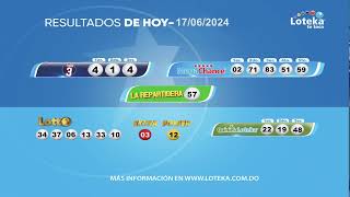 Loteka Lotería Electrónica Sorteo 7:55 PM 17-06-2024.