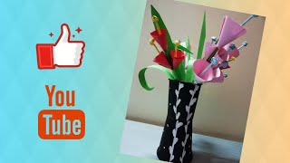 How to make Cone shaped flowers and How to make flower vase using disposal cups