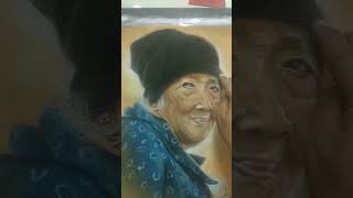 Old Women Drawing In Soft Pastel