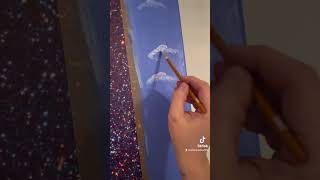 Painting clouds on canvas