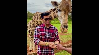 Sahil Khan with giraffe