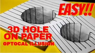 EASY!! How to Draw 3D Hole on Paper Illusion