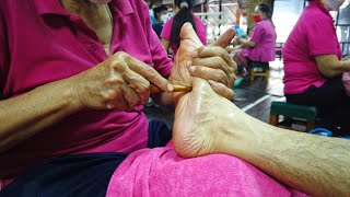 ASMR | Super Strong THAI FOOT MASSAGE with Acupressure Stick by Senior Citizens