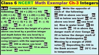 Class 6 Math Ch-3 Q 60 to Q 62 Math NCERT Exemplar Solution|MATH|NCERT|Integers|CBSE|Chapter 3|NCERT