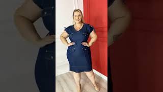 vestido jeans midi  plus size 😘😘