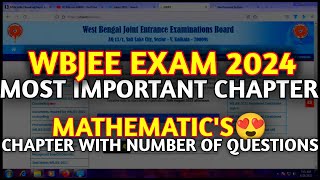 WBJEE Most Important Chapter😍 With Number Of Question's Mathematics🔥 Wbjee Exam