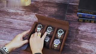 Woosir Leather Watch Roll Case for 6 Watches