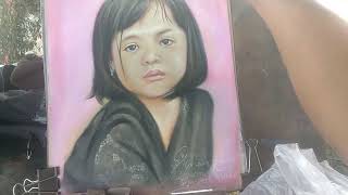 Potraite Pastel Painting A Little Girl.