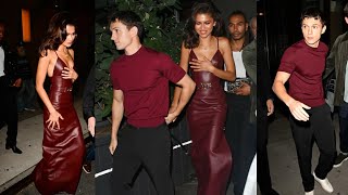 Zendaya and Tom Holland spotted on a romantic date night in NYC Wearing matching maroon outfits