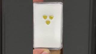 3 FANCY VIVID YELLOW HEART SHAPE GIA