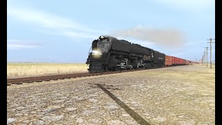 Trainz Runby: Union Pacific Challenger Pulls a Fast Freight Train Near Cheyenne, Wyoming