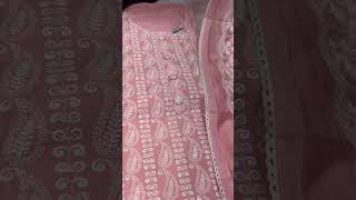 Lucknowi chikankari work unstitched dress material. #Ethnicbffs