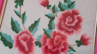 Вышивка гладью для начинающих. Мои работы. Розы.Stitch embroidery for beginners.  My works.  Roses