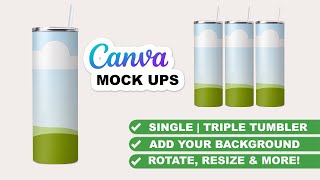 Smart Flexible Tumbler Canva Mock Up | Add Your Own Background, 3 Straws, Resize/Reposition