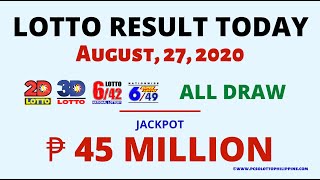 Lotto Results August 27 2020 | 2D, 3D, 6/42 and 6/49 Winners Summery