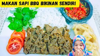 Mukbang daging sapi bumbu barbeque.kerupuk tak lupa sambel dan lalaban ya ❤️