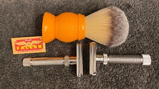 Rex Konsul vs Yaqi Ultima Slope. Slant razor shave comparison. macduffs summer cabin, treet